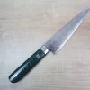 Takeshi Saji VG-10 Custom Damascus Wild Series STG-B Honesuki | Boning Knife 150mm (5.9 Inch, Green Linen Micarta Handle)