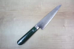 Takeshi Saji VG-10 Custom Damascus Wild Series STG-B Honesuki | Boning Knife 150mm (5.9 Inch, Green Linen Micarta Handle)
