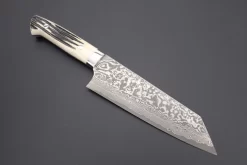 Takeshi Saji R-2 Custom Black Damascus Wild Series Bunka 175mm (6.8 Inch, Stag Bone Handle)