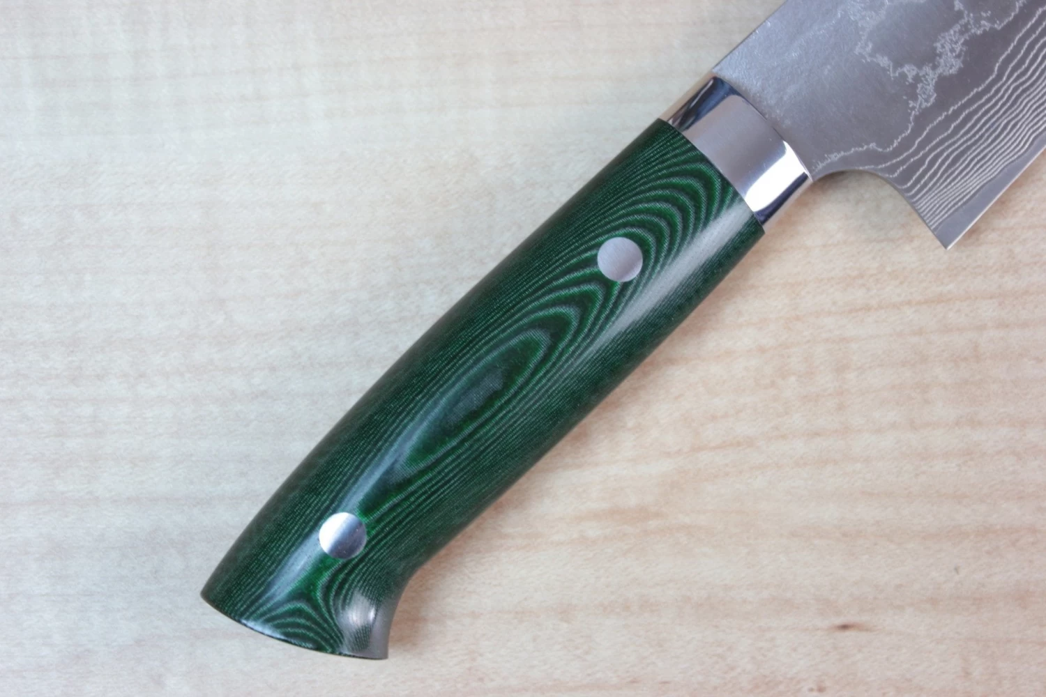 Takeshi Saji VG-10 Custom Damascus Wild Series Bunka 175mm (6.8 Inch, Green Linen Micarta Handle) 3 Takeshi Saji VG-10 Custom Damascus Wild Series Bunka 175mm (6.8 Inch, Green Linen Micarta Handle) - Image 3