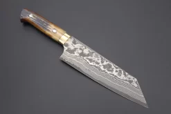 Takeshi Saji VG-10 Custom Damascus Wild Series Bunka 175mm (6.8 Inch, Stag Bone Handle)