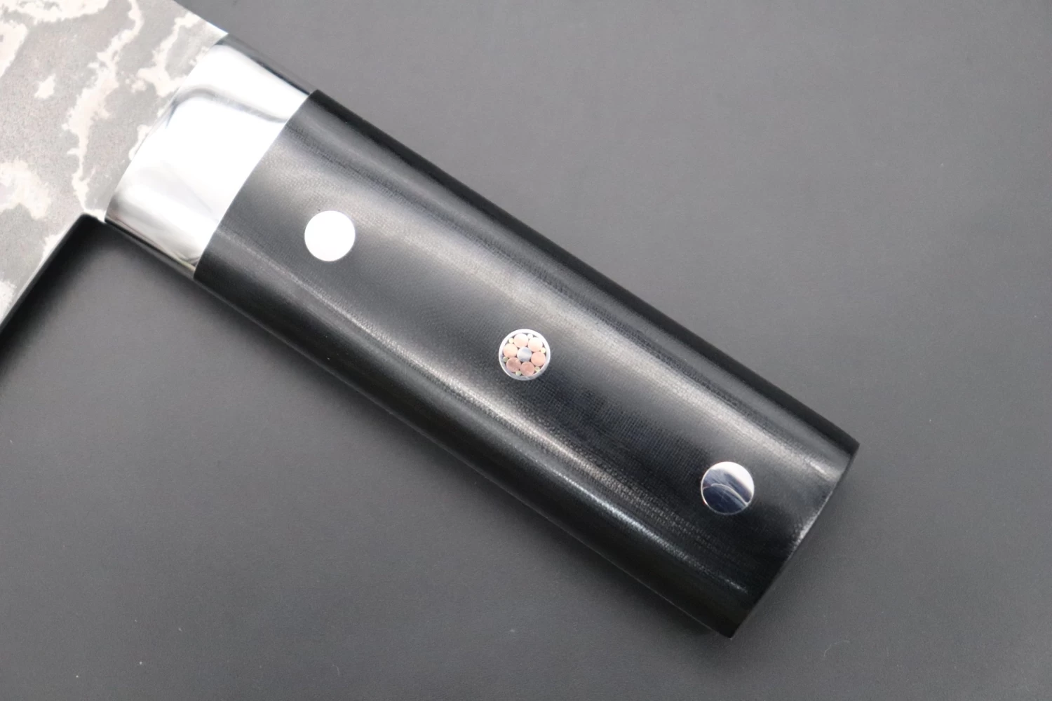 Takeshi Saji R-2 Custom Damascus Chinese Cleaver (Black Linen Micarta Handle) 6 Takeshi Saji R-2 Custom Damascus Chinese Cleaver (Black Linen Micarta Handle) - Image 6