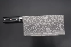 Takeshi Saji R-2 Custom Damascus Chinese Cleaver (Black Linen Micarta Handle)
