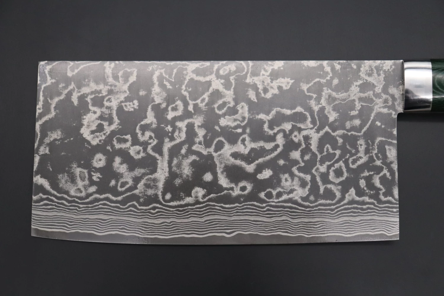 Takeshi Saji R-2 Custom Damascus Chinese Cleaver (Green Linen Micarta Handle) 5 Takeshi Saji R-2 Custom Damascus Chinese Cleaver (Green Linen Micarta Handle) - Image 5