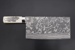 Takeshi Saji R-2 Custom Damascus Chinese Cleaver (Stag Bone Handle)