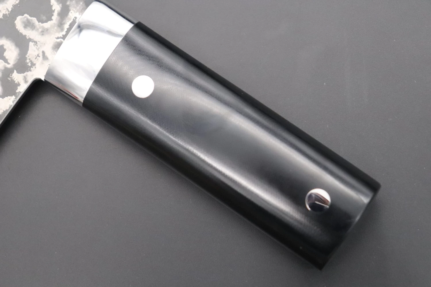 Takeshi Saji VG-10 Custom Damascus TS-CC4 Chinese Cleaver (Black Linen Micarta Handle) 6 Takeshi Saji VG-10 Custom Damascus TS-CC4 Chinese Cleaver (Black Linen Micarta Handle) - Image 6