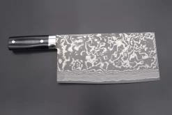 Takeshi Saji VG-10 Custom Damascus TS-CC4 Chinese Cleaver (Black Linen Micarta Handle)