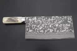 Takeshi Saji VG-10 Custom Damascus TS-CC1 Chinese Cleaver (Stag Bone Handle)