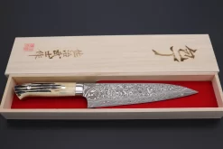 Takeshi Saji R-2 Custom Black Damascus Wild Series Gyuto (180mm To 270mm, 4 Sizes, Stag Bone Handle) -Knife Sale Shop takeshi saji gyuto takeshi saji r 2 custom black damascus wild series gyuto 180mm to 270mm 4 sizes stag bone handle 42516309049627 scaled