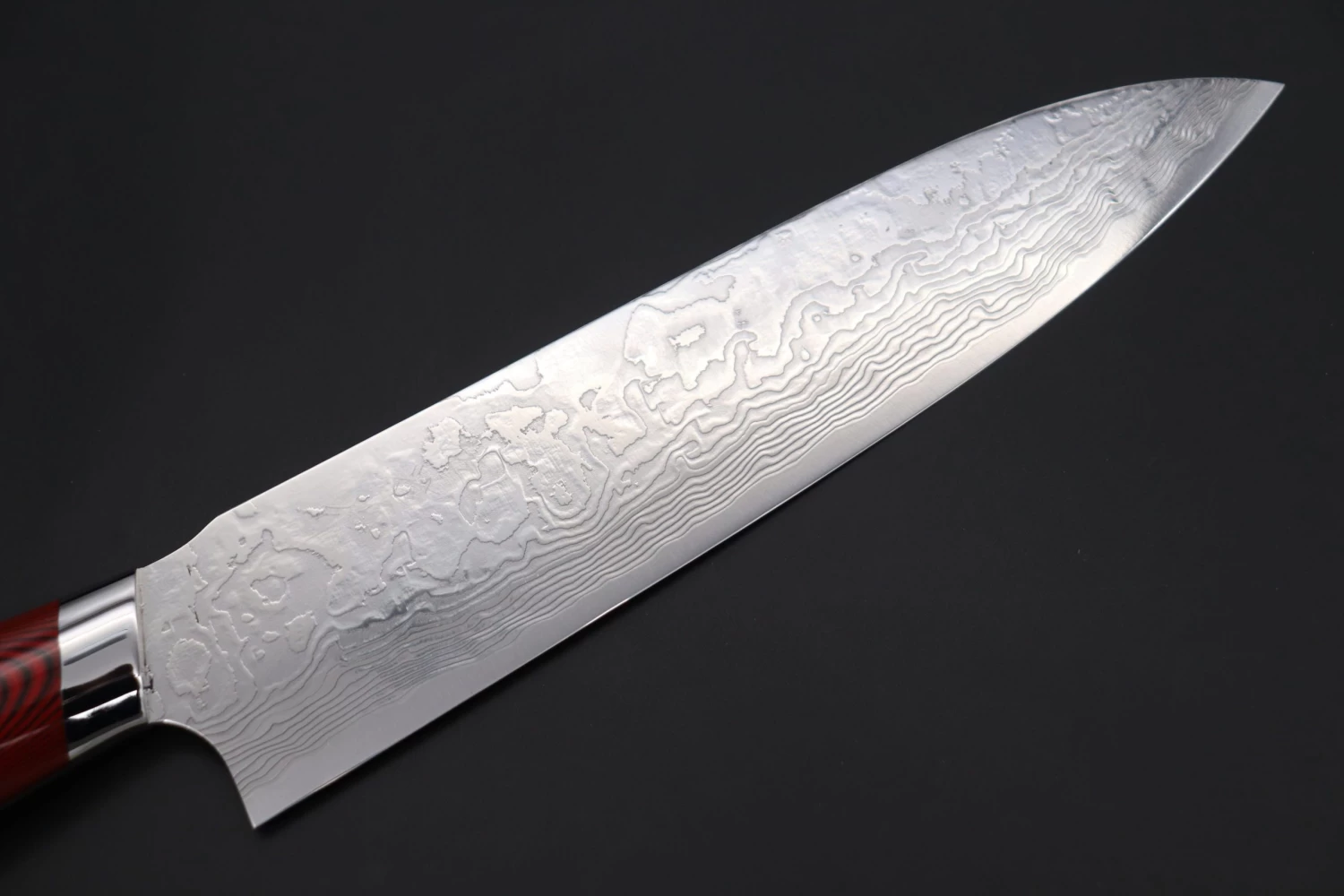 Takeshi Saji R-2 Custom Diamond Damascus Wild Series New Design Gyuto (210mm And 240mm, Red/Black Linen Micarta Handle) 2 Takeshi Saji R-2 Custom Diamond Damascus Wild Series New Design Gyuto (210mm And 240mm, Red/Black Linen Micarta Handle) - Image 2