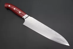 Takeshi Saji R-2 Custom Diamond Damascus Wild Series New Design Gyuto (210mm And 240mm, Red/Black Linen Micarta Handle)