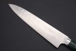 Takeshi Saji VG-10 Custom Damascus Wild Series Gyuto (180mm To 270mm, 4 Sizes, Green Linen Micarta Handle) -Knife Sale Shop takeshi saji gyuto takeshi saji vg 10 custom damascus wild series gyuto 180mm to 270mm 4 sizes green linen micarta handle 42516734116123 scaled