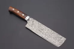 Takeshi Saji R-2 Custom Black Damascus Wild Series Nakiri 165mm (6.4 Inch, Ironwood Handle)