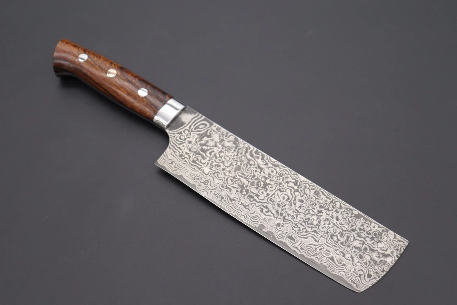 Takeshi Saji R-2 Custom Black Damascus Wild Series Nakiri 165mm (6.4 Inch, Ironwood Handle) 1 Takeshi Saji R-2 Custom Black Damascus Wild Series Nakiri 165mm (6.4 Inch, Ironwood Handle)