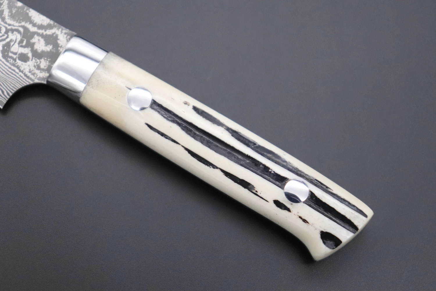 Takeshi Saji R-2 Custom Black Damascus Wild Series Paring 90mm (3.5 Inch, Stag Bone Handle) 8 Takeshi Saji R-2 Custom Black Damascus Wild Series Paring 90mm (3.5 Inch, Stag Bone Handle) - Image 8