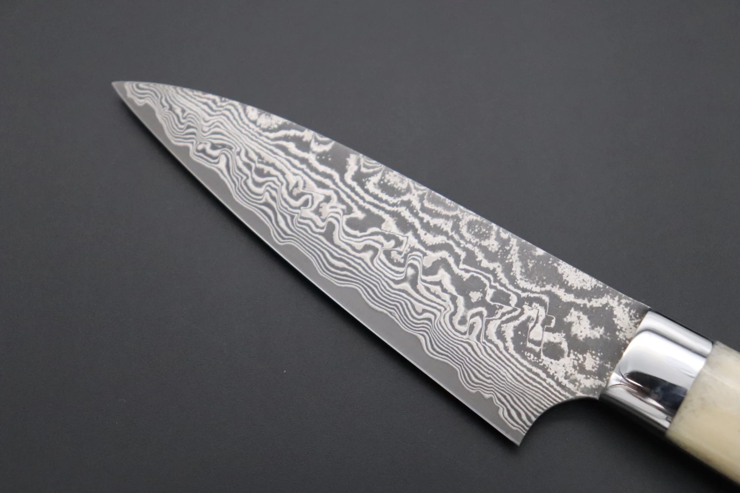Takeshi Saji R-2 Custom Black Damascus Wild Series Paring 90mm (3.5 Inch, Stag Bone Handle) 7 Takeshi Saji R-2 Custom Black Damascus Wild Series Paring 90mm (3.5 Inch, Stag Bone Handle) - Image 7