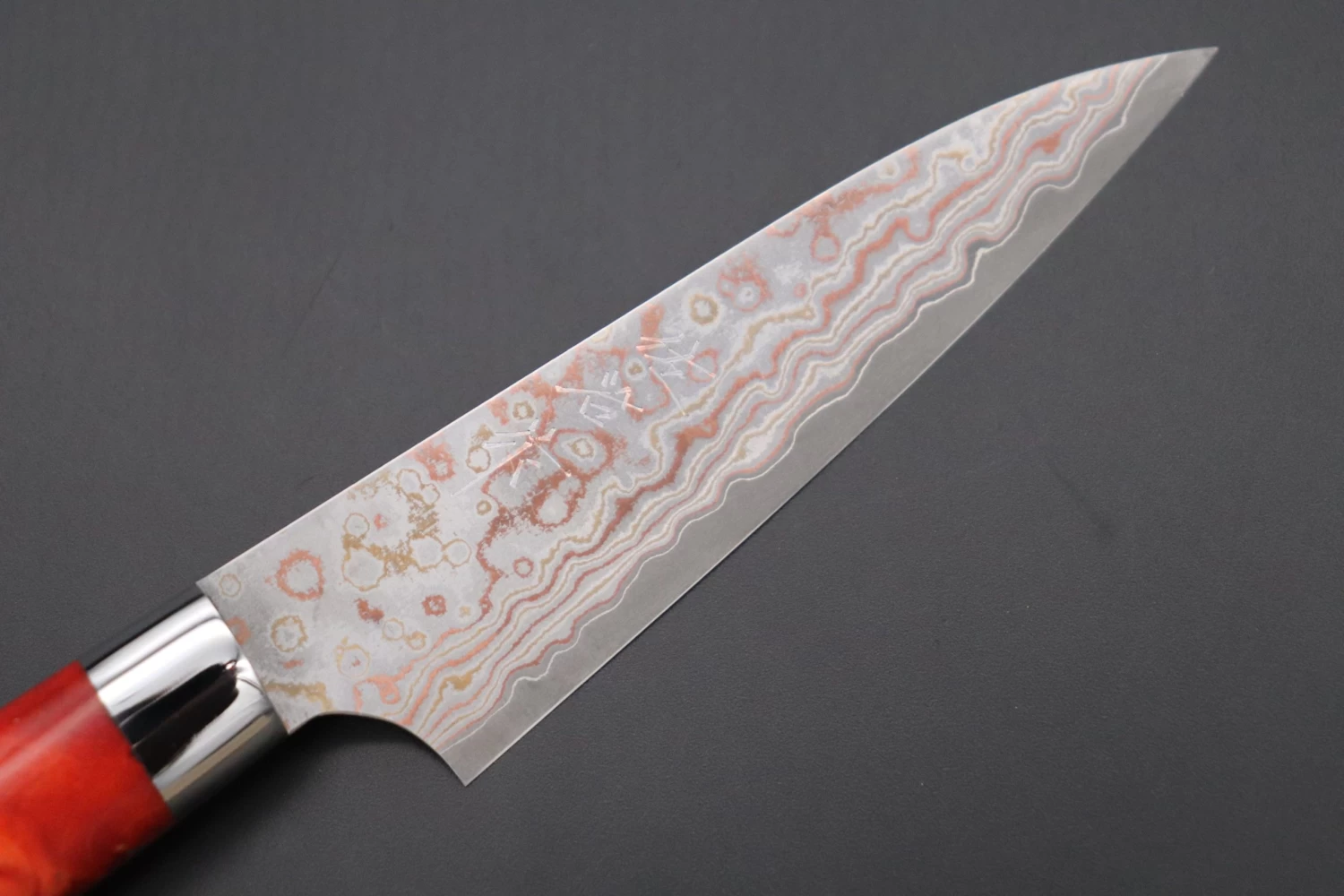 Takeshi Saji SUMMIT ― Limited Edition Custom Series SMT-745 VG-10W Multi-Colored Golden-Rainbow Damascus Paring 95mm (3.7 Inch) 2 Takeshi Saji SUMMIT ― Limited Edition Custom Series SMT-745 VG-10W Multi-Colored Golden-Rainbow Damascus Paring 95mm (3.7 Inch) - Image 2