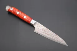 Takeshi Saji SUMMIT ― Limited Edition Custom Series SMT-745 VG-10W Multi-Colored Golden-Rainbow Damascus Paring 95mm (3.7 Inch)