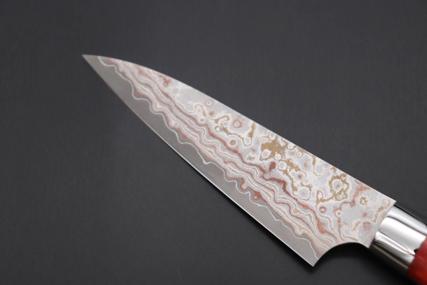 Takeshi Saji SUMMIT ― Limited Edition Custom Series SMT-745 VG-10W Multi-Colored Golden-Rainbow Damascus Paring 95mm (3.7 Inch) 6 Takeshi Saji SUMMIT ― Limited Edition Custom Series SMT-745 VG-10W Multi-Colored Golden-Rainbow Damascus Paring 95mm (3.7 Inch) - Image 6