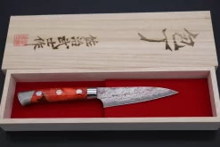 Takeshi Saji SUMMIT ― Limited Edition Custom Series SMT-746 VG-10W Multi-Colored Golden-Rainbow Damascus Paring 95mm (3.7 Inch) -Knife Sale Shop takeshi saji paring takeshi saji summit limited edition custom series smt 746 vg 10w multi colored golden rainbow damascus series paring 95mm 3 7 inch 44676206067995 scaled