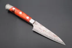 Takeshi Saji SUMMIT ― Limited Edition Custom Series SMT-746 VG-10W Multi-Colored Golden-Rainbow Damascus Paring 95mm (3.7 Inch)