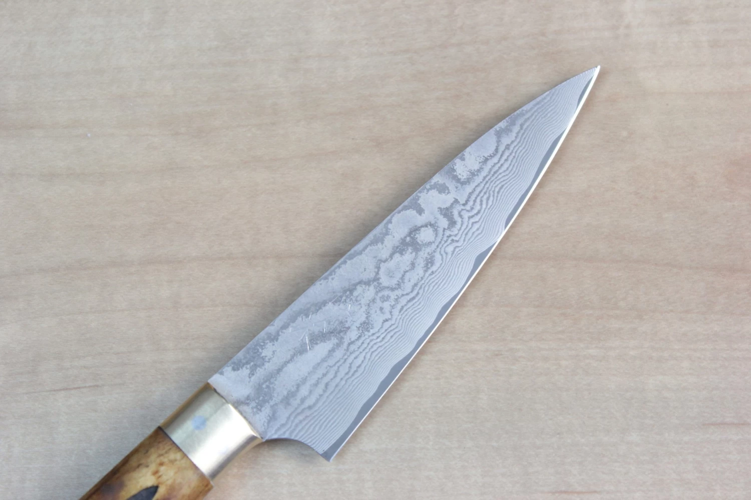 Takeshi Saji VG-10 Custom Damascus Wild Series Paring 90mm (3.5inch, Stag Bone Handle)ST-1P 2 Takeshi Saji VG-10 Custom Damascus Wild Series Paring 90mm (3.5inch, Stag Bone Handle)ST-1P - Image 2