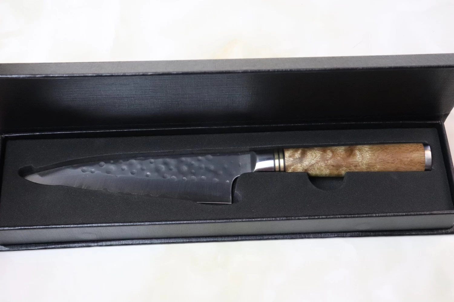 Takeshi Saji Nature Series — Hammer Forged R-2 SNR-1 Petty 135mm (Quince Burl Wood Handle) 5 Takeshi Saji Nature Series — Hammer Forged R-2 SNR-1 Petty 135mm (Quince Burl Wood Handle) - Image 5