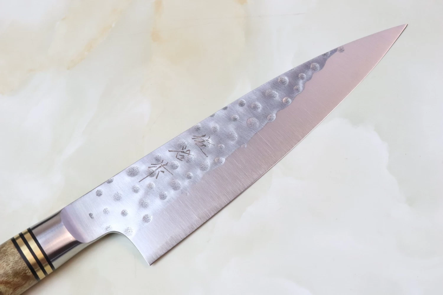 Takeshi Saji Nature Series — Hammer Forged R-2 SNR-1 Petty 135mm (Quince Burl Wood Handle) 2 Takeshi Saji Nature Series — Hammer Forged R-2 SNR-1 Petty 135mm (Quince Burl Wood Handle) - Image 2