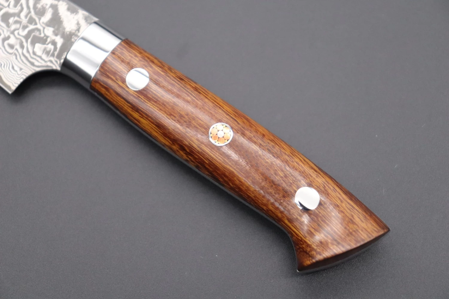 Takeshi Saji R-2 Custom Black Damascus Wild Series Petty (135mm And 150mm, Ironwood Handle) 7 Takeshi Saji R-2 Custom Black Damascus Wild Series Petty (135mm And 150mm, Ironwood Handle) - Image 7