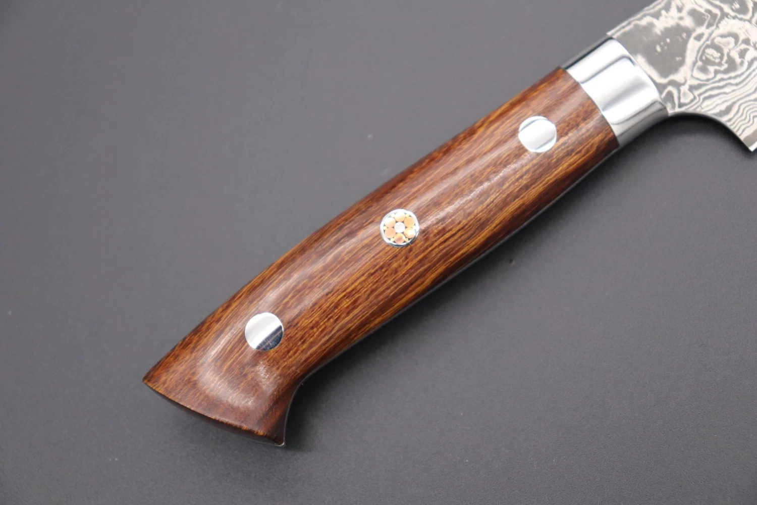 Takeshi Saji R-2 Custom Black Damascus Wild Series Petty (135mm And 150mm, Ironwood Handle) 3 Takeshi Saji R-2 Custom Black Damascus Wild Series Petty (135mm And 150mm, Ironwood Handle) - Image 3