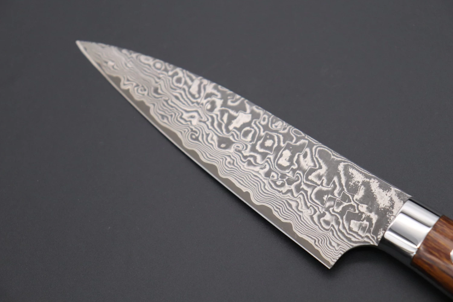 Takeshi Saji R-2 Custom Black Damascus Wild Series Petty (135mm And 150mm, Ironwood Handle) 6 Takeshi Saji R-2 Custom Black Damascus Wild Series Petty (135mm And 150mm, Ironwood Handle) - Image 6