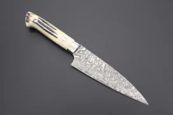 Takeshi Saji R-2 Custom Black Damascus Wild Series Petty (135mm And 150mm, Stag Bone Handle)