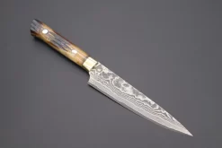 Takeshi Saji VG-10 Custom Damascus Wild Series Petty (135mm And 150mm, Stag Bone Handle)