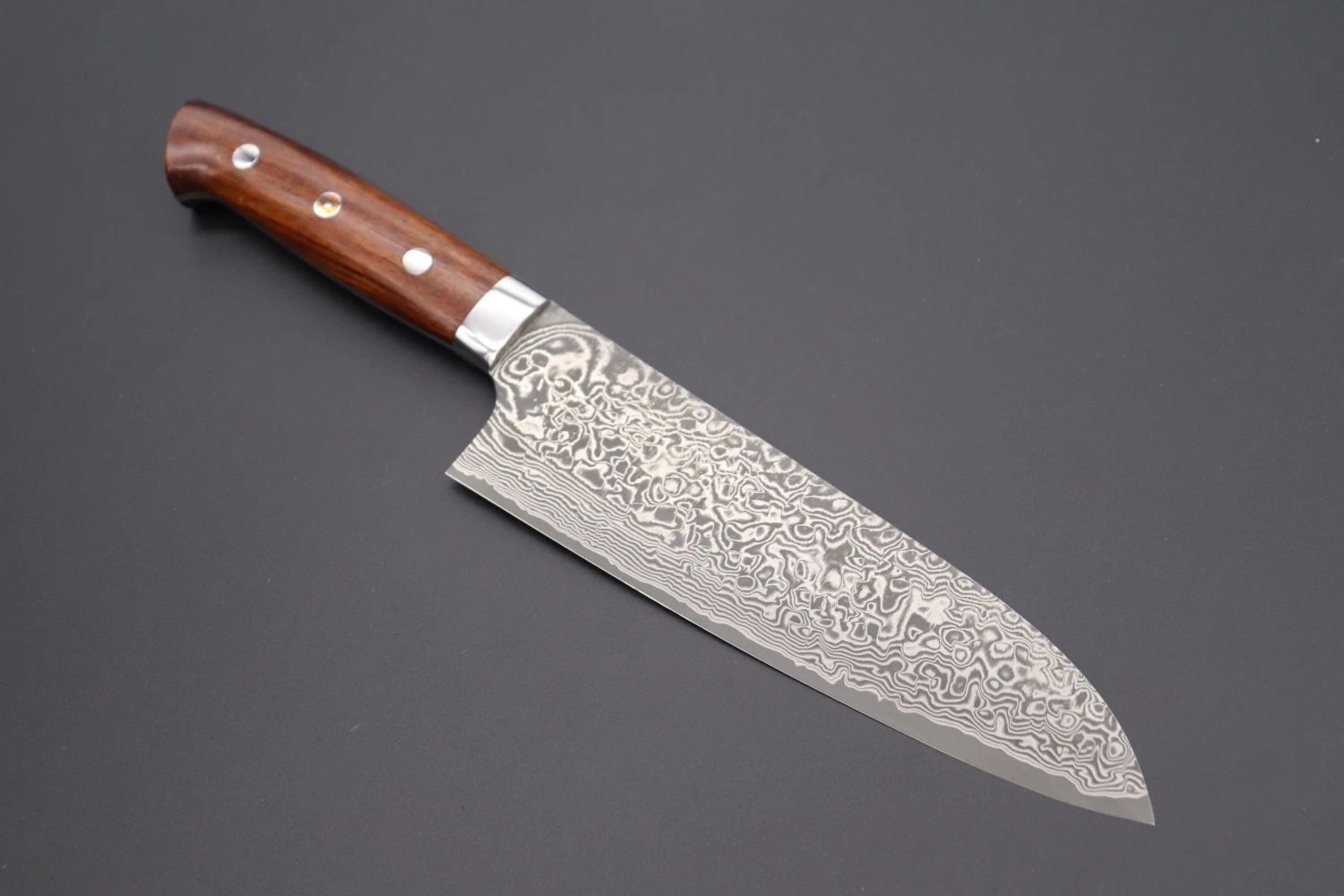 Takeshi Saji R-2 Custom Black Damascus Wild Series Santoku 180mm (7 Inch, Ironwood Handle) 1 Takeshi Saji R-2 Custom Black Damascus Wild Series Santoku 180mm (7 Inch, Ironwood Handle)