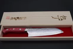 Takeshi Saji R-2 Custom Diamond Damascus Wild Series New Design SNRD-5RW Santoku175mm (6.8 Inch, Red/White Linen Micarta Handle) -Knife Sale Shop takeshi saji santoku takeshi saji r 2 custom diamond damascus wild series new design snrd 5rw santoku175mm 6 8 inch red white linen micarta handle 44336614179099 scaled