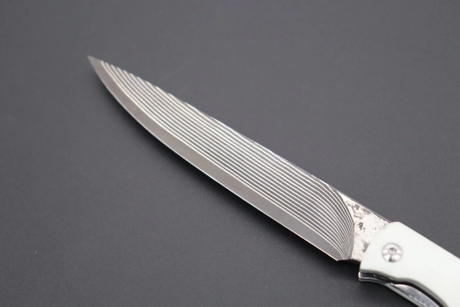 Takeshi Saji R-2 Damascus Steak Knife (White G-10 Handle, TS-120W) 4 Takeshi Saji R-2 Damascus Steak Knife (White G-10 Handle, TS-120W) - Image 4