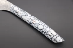 Takeshi Saji R-2 Diamond Damascus Steak Knife (White Turquoise Gem-Composite Stone Handle, TS-2) -Knife Sale Shop takeshi saji steak knife takeshi saji r 2 diamond damascus steak knife white turquoise gem composite stone handle ts 2 43290814578971 scaled