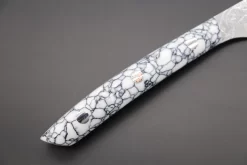 Takeshi Saji R-2 Diamond Damascus Steak Knife (White Turquoise Gem-Composite Stone Handle, TS-2) -Knife Sale Shop takeshi saji steak knife takeshi saji r 2 diamond damascus steak knife white turquoise gem composite stone handle ts 2 43290814873883 scaled