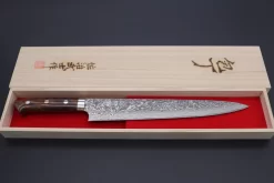 Takeshi Saji R-2 Custom Black Damascus Wild Series Sujihiki (240mm And 270mm, Ironwood Handle) -Knife Sale Shop takeshi saji sujihiki takeshi saji r 2 custom black damascus wild series sujihiki 240mm and 270mm ironwood handle 42516414988571 scaled