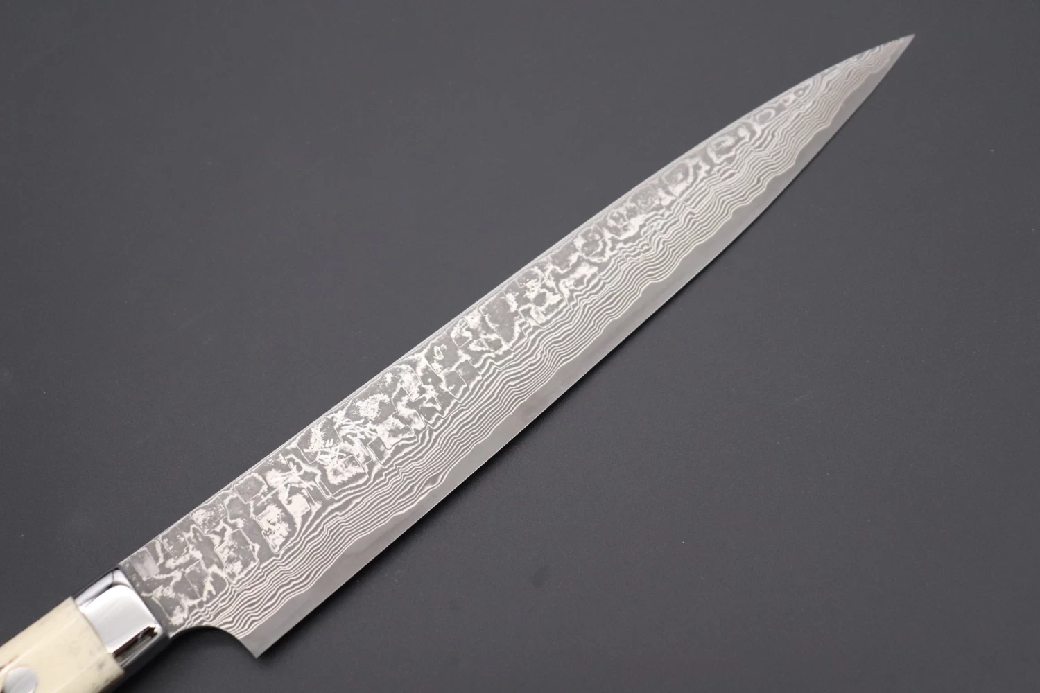 Takeshi Saji R-2 Custom Black Damascus Wild Series Sujihiki (240mm And 270mm, Stag Bone Handle) 2 Takeshi Saji R-2 Custom Black Damascus Wild Series Sujihiki (240mm And 270mm, Stag Bone Handle) - Image 2