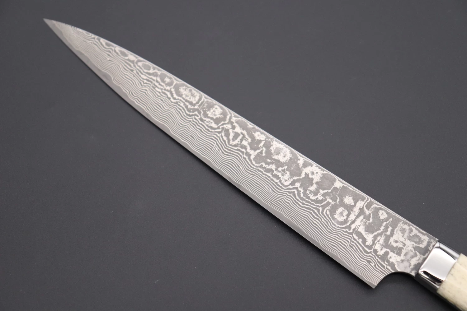 Takeshi Saji R-2 Custom Black Damascus Wild Series Sujihiki (240mm And 270mm, Stag Bone Handle) 6 Takeshi Saji R-2 Custom Black Damascus Wild Series Sujihiki (240mm And 270mm, Stag Bone Handle) - Image 6