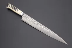 Takeshi Saji R-2 Custom Black Damascus Wild Series Sujihiki (240mm And 270mm, Stag Bone Handle)