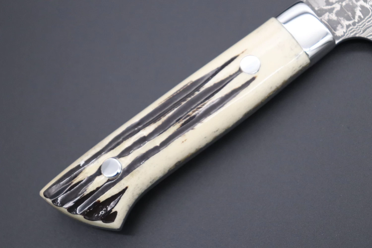 Takeshi Saji R-2 Custom Black Damascus Wild Series Sujihiki (240mm And 270mm, Stag Bone Handle) 3 Takeshi Saji R-2 Custom Black Damascus Wild Series Sujihiki (240mm And 270mm, Stag Bone Handle) - Image 3