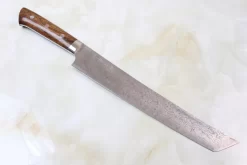 Takeshi Saji R-2 Custom Damascus Wild Series SRD-8I Katana Slicer 270mm Ironwood Handle (Polished Blade Version, 10.6 Inch)