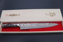 Takeshi Saji SUMMIT ― Limited Edition Custom Series SMT-255 R-2 Custom Damascus Sujihiki 270mm (10.6 Inch) -Knife Sale Shop takeshi saji sujihiki takeshi saji summit limited edition custom series smt 255 r 2 custom damascus sujihiki 270mm 10 6 inch 42967053533467 scaled