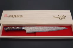 Takeshi Saji SUMMIT ― Limited Edition Custom Series SMT-688 VG-10W Multi-Colored Golden-Rainbow Damascus Sujihiki 240mm (9.4 Inch) -Knife Sale Shop takeshi saji sujihiki takeshi saji summit limited edition custom series smt 688 vg 10w multi colored golden rainbow damascus sujihiki 240mm 9 4 inch 43479514218779 scaled