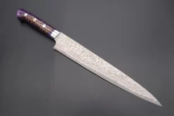 Takeshi Saji SUMMIT ― Limited Edition Custom Series SMT-754 VG-10W Multi-Colored Golden-Rainbow Damascus Sujihiki 240mm (9.4 Inch)