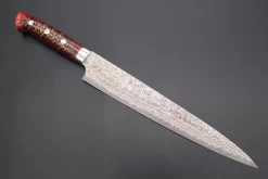 Takeshi Saji SUMMIT ― Limited Edition Custom Series SMT-755 VG-10W Multi-Colored Golden-Rainbow Damascus Sujihiki 240mm (9.4 Inch)