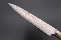 Takeshi Saji SUMMIT ― Limited Edition Custom Series SMT-756 VG-10W Multi-Colored Golden-Rainbow Damascus Series Sujihiki 240mm (9.4 Inch) -Knife Sale Shop takeshi saji sujihiki takeshi saji summit limited edition custom series smt 756 vg 10w multi colored golden rainbow damascus series sujihiki 240mm 9 4 inch 44690123948315 scaled