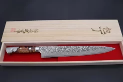 Takeshi Saji SUMMIT ― Limited Edition Custom Series SMT-775 R-2 Custom Damascus Sujihiki 270mm (10.6 Inch) -Knife Sale Shop takeshi saji sujihiki takeshi saji summit limited edition custom series smt 775 r 2 custom damascus sujihiki 270mm 10 6 inch 44966529532187 scaled